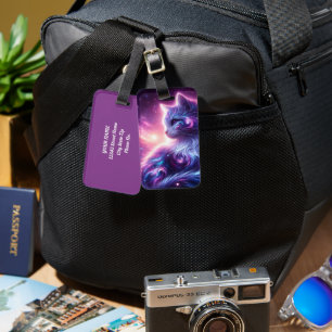 Étiquette À Bagage Galaxie Cosmique Féline Mystique Céleste