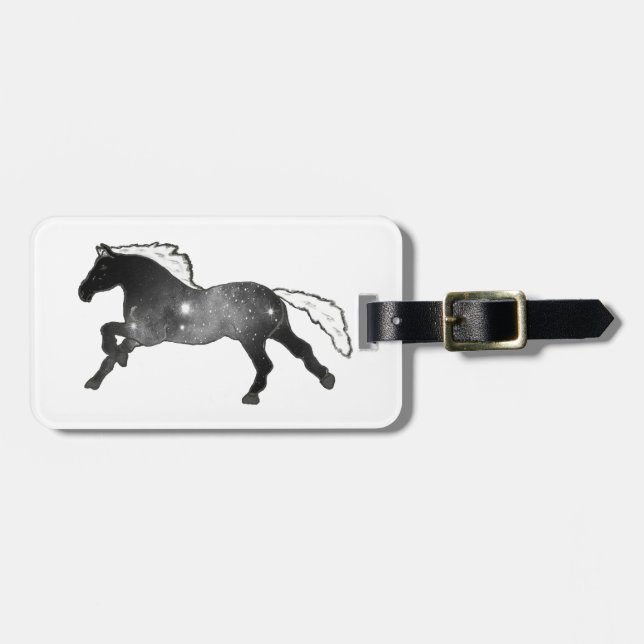 Étiquette À Bagage Galaxie noire et blanche de nébuleuse de cheval (Devant horizontal)