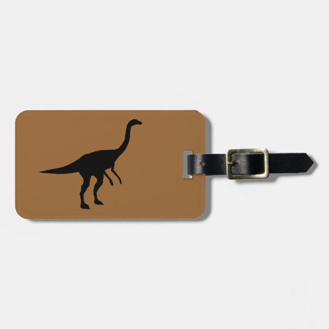 Étiquette À Bagage Gallimimus Dino Dinosaur Silhouette (Devant horizontal)