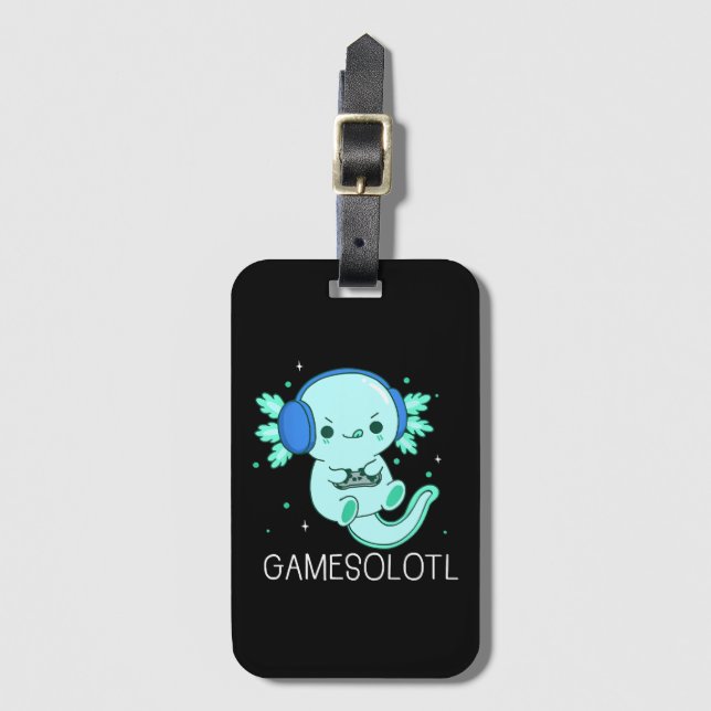 Étiquette À Bagage Gamesolotl Axolotl Gamer (Devant Vertical)