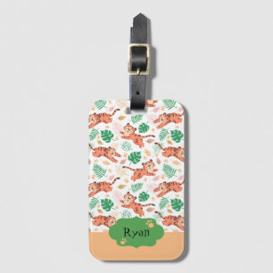 Étiquette À Bagage Garçons Cute Tiger Wild Jungle Safari avec nom Enf