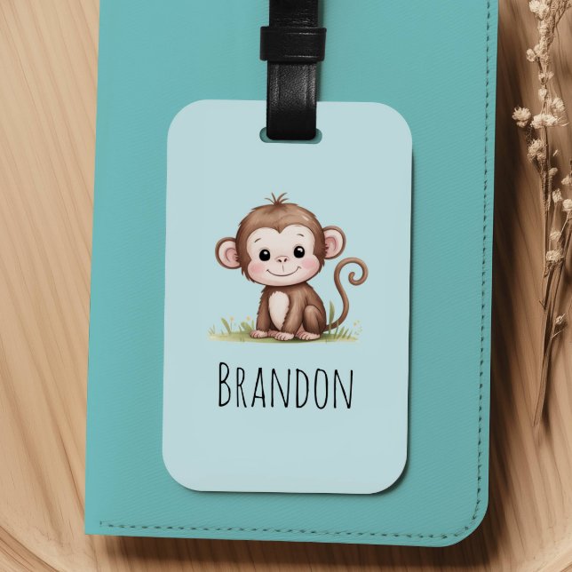 Étiquette À Bagage Garçons Singe Mignon Enfants (Créateur téléchargé)