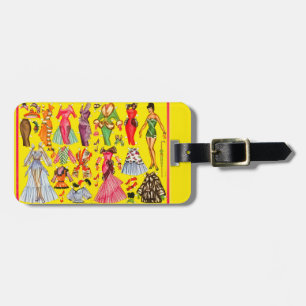 Étiquette À Bagage Garde-robe de mode de poupées en papier rétro des