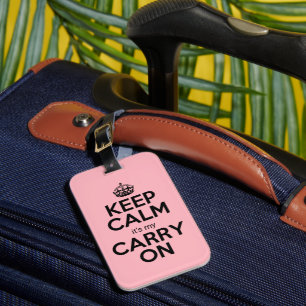 Étiquette À Bagage Gardez le calme c'est mon carry sur jeu drôle rose