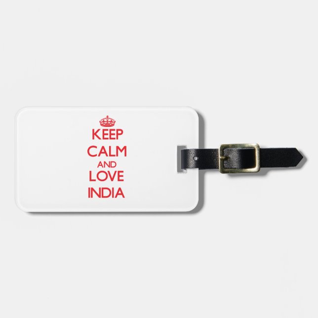 Étiquette À Bagage Gardez le calme et aimez l'Inde (Devant horizontal)