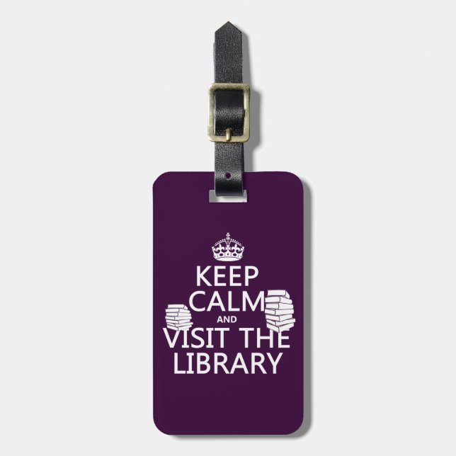 Étiquette À Bagage Gardez le calme et visitez la bibliothèque - dans (Devant Vertical)