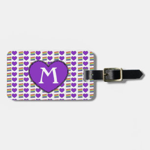 Étiquette À Bagage Gay pride Rainbow Cake Purple Heart Monogramme