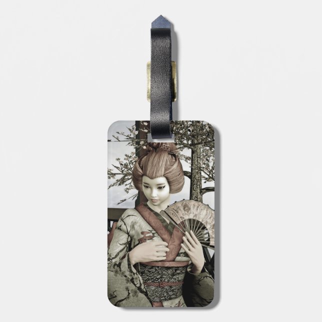 Étiquette À Bagage Geisha Vintage (Dos Vertical)