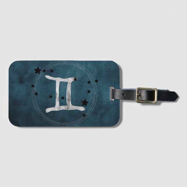 Étiquette À Bagage Gemini the Twins zodiac sign constellation stars (Devant Horizontal)