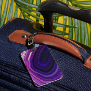 Étiquette À Bagage Géode Violet Tourbillonnant Tombé