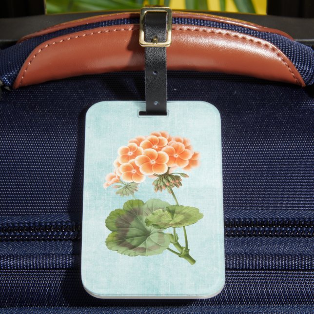 Étiquette À Bagage Géranium sur Denim vieilli (Insitu Rectoal 2)