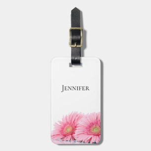 Étiquette À Bagage Gerbera Rose Daisies Élégante Photographie