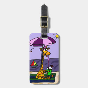 Étiquette À Bagage Girafe drôle à la plage