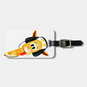 Étiquette À Bagage girafe drôle avec des écouteurs