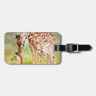 Étiquette À Bagage Girafes de mère et de bébé