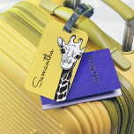 Étiquette À Bagage Giraffe jaune personnalisée<br><div class="desc">Le porte-bagages personnalisé de la girafe jaune est un cadeau unique et réfléchi qui serait parfait pour de nombreuses occasions, y compris la fête des mères, la remise des diplômes, Noël et les anniversaires. Non seulement c'est une façon élégante d'accessoire vos bagages, mais cette étiquette de bagage offre une touche...</div>