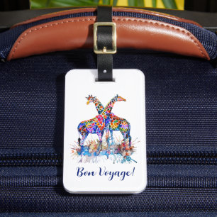 Étiquette À Bagage Giraffes couleur arc-en-ciel personnalisé