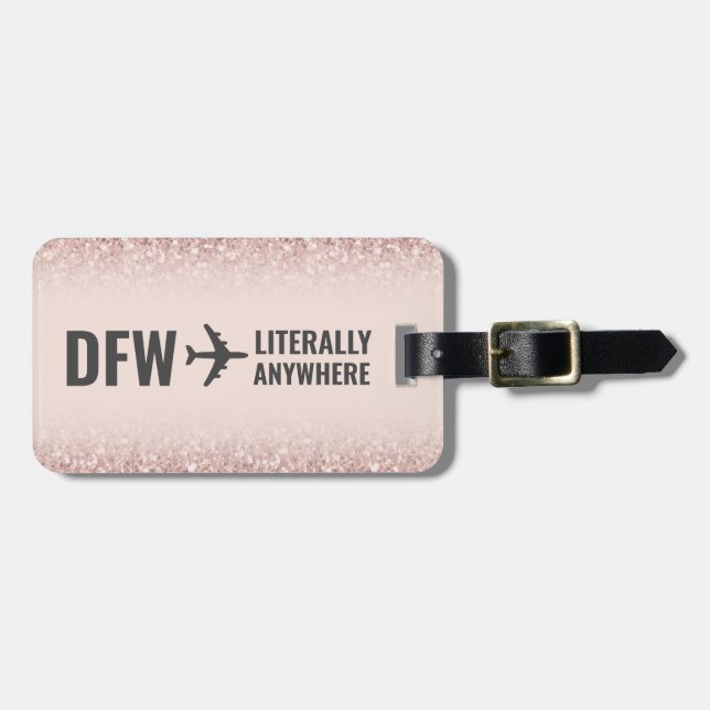 Étiquette À Bagage Girl Rose Gold Parties scintillant Custom Code aér (Devant horizontal)