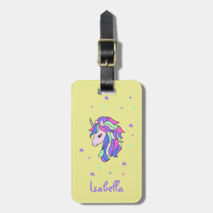 Étiquette À Bagage Girls Cute Rainbow Magical Unicorn & Custom Name