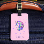 Étiquette À Bagage Girls Cute Rainbow Magical Unicorn & Custom Name<br><div class="desc">Avec cette mignonne licorne magique, vous pouvez vous assurer que les vacances de votre petite fille sont mémorables. Elle va adorer d'avoir sa propre étiquette de bagage avec une jolie licorne magique. Vous pouvez ajouter son nom et customiser les coordonnées à l'arrière. Ce design tendance mais délicat présente une belle...</div>