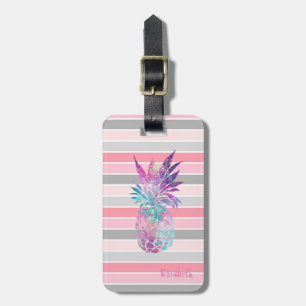 Étiquette À Bagage Girly Cute Ananas , Rayures