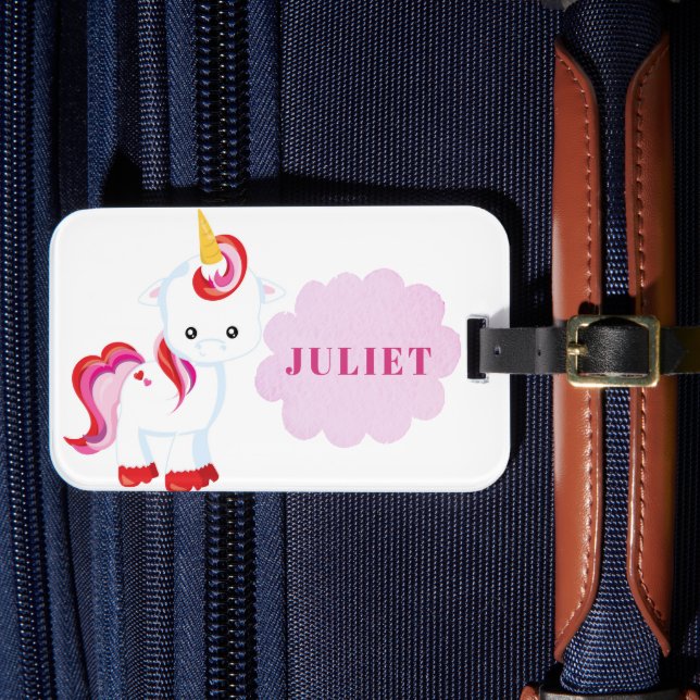 Étiquette À Bagage Girly Unicorn rose Voyage Vacances Enfants ID (Insitu Rectoal 4)