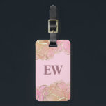 Étiquette À Bagage Glam moderne Élégant Monogramme rose Faux Or Agate<br><div class="desc">Design de texte personnalisable avec la pierre d'agate abstraite moderne illustrée par l'encre d'alcool girly glamour dans les couleurs rose,  mauve et or.</div>