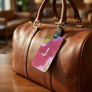 Étiquette À Bagage Glam Moderne Rose Or Faux Paillettes Abstrait
