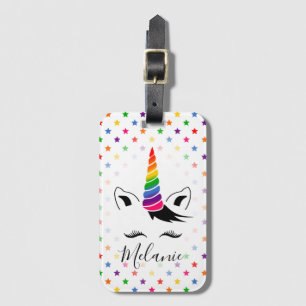 Étiquette À Bagage Glam Rainbow Unicorn