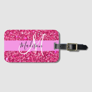 Étiquette À Bagage Glamour Fille Chaude Paillettes Rose Pailletée Mon