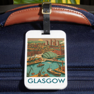 Étiquette À Bagage Glasgow Écosse Illustration de Voyage Rétro