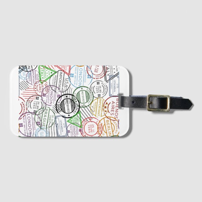 Étiquette À Bagage Globetrotter - Balise de timbre partout dans le mo (Devant Horizontal)