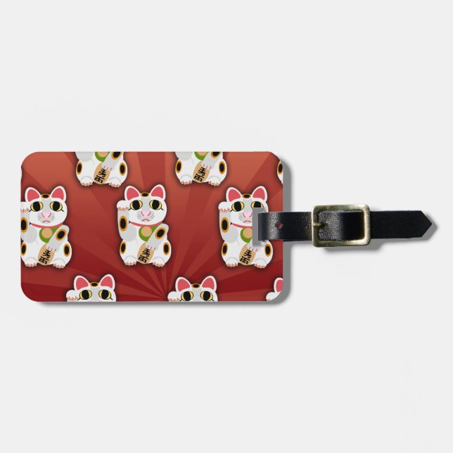 Étiquette À Bagage Go Lucky Cat Fun Cartoon Cat Art Design Amusant (Devant horizontal)