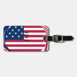 Étiquette À Bagage God Bless Our Home : USA Flag Swirl Art