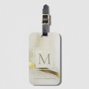 Étiquette À Bagage Gold Ink Monogramme Abstrait Home Office School