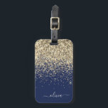 Étiquette À Bagage Gold Navy Blue Girl Parties scintillant étincelant<br><div class="desc">Parties scintillant d'étincelle bleu or et marine Nom du monogramme et Coussin initial. Le sac à bagage marque le cadeau parfait pour 16 ans,  mariage,  douche nuptiale,  baby shower ou bachelorette cadeau pour quelqu'un décorant sa chambre dans le style.</div>