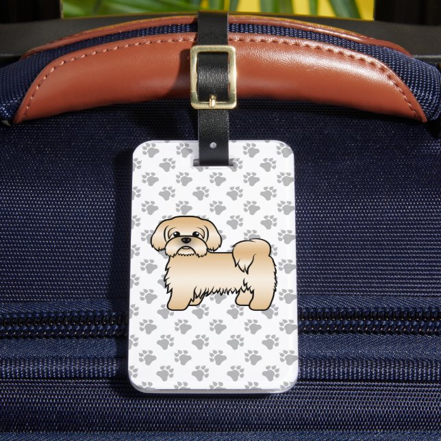 Étiquette À Bagage Gold Shih Tzu Cute Cartoon Chien et texte personna (Insitu Rectoal 2)