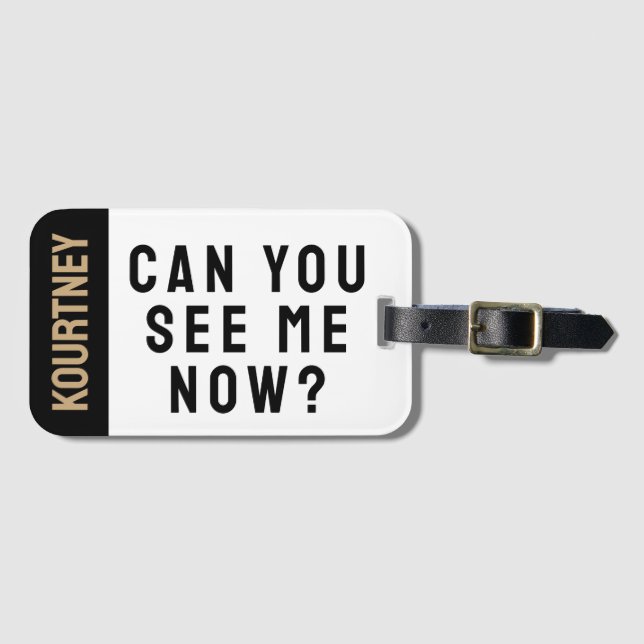 Étiquette À Bagage Gold Simple Nom personnalisé Modern Bold Funny (Devant Horizontal)