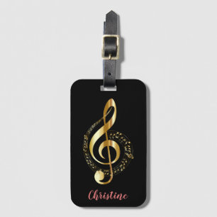 Étiquette À Bagage Gold Treble Clef Personnalisé