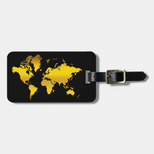 Étiquette À Bagage Gold World Map Faux Professional Chic Vintage
