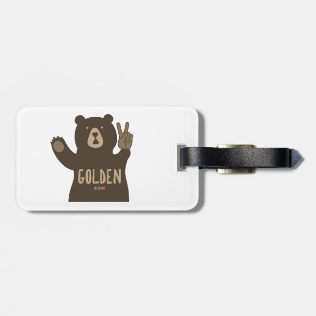 Étiquette À Bagage Golden Colorado Peace Bear (Dos horizontal)