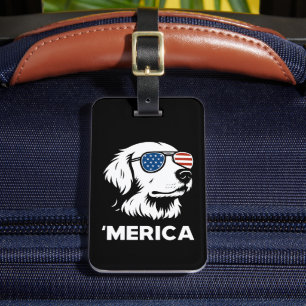 Étiquette À Bagage Golden Retriever 4 juillet Merica