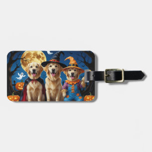 Étiquette À Bagage Golden Retriever Chiens Citrouille Halloween Funny