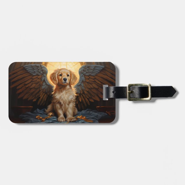 Étiquette À Bagage Golden Retriever chiot Angel (Devant horizontal)