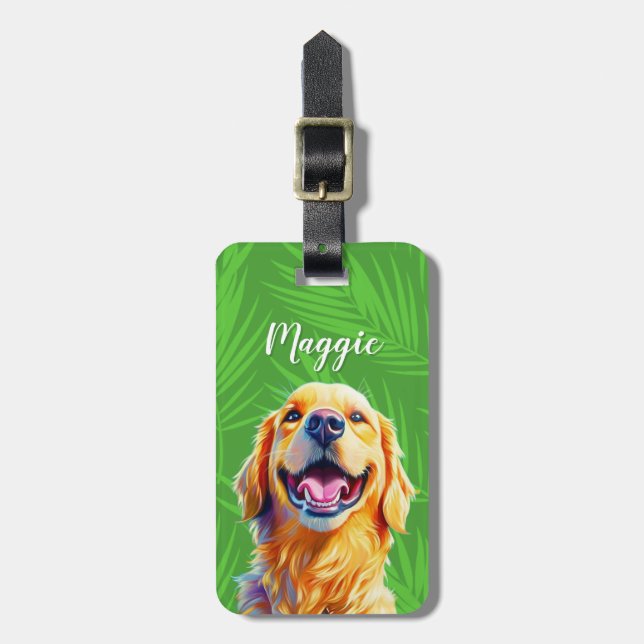 Étiquette À Bagage Golden Retriever Luggage Tag (Devant Vertical)