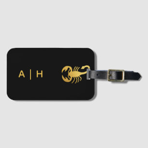 Étiquette À Bagage Golden - Scorpio Zodiac -monogrammed noir