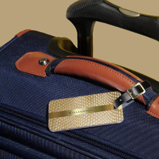 Étiquette À Bagage Golden Snakeskin Digital Leather Gold Metal