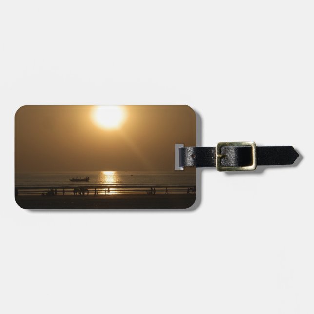 Étiquette À Bagage Golden Summer Sunset Réflexion sur la plage (Devant horizontal)