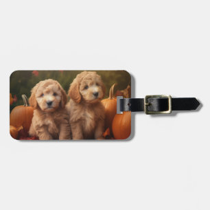 Étiquette À Bagage Goldendoodle Chiot Automne Citrouille délice