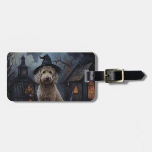 Étiquette À Bagage Goldendoodle Citrouille Halloween effrayant